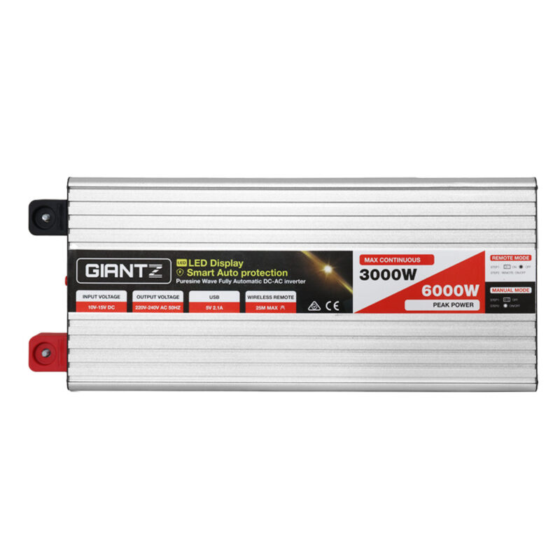 Giantz Power Inverter 3000W or 6000W Pure Sine Wave 12V-240V Camping Boat Caravan - Image 3