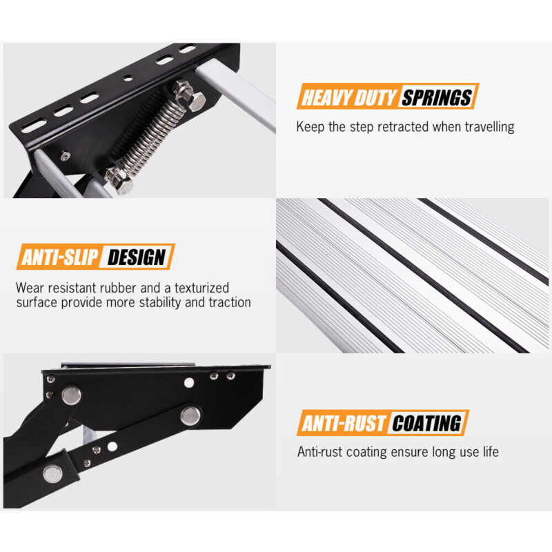 Aluminium Double Caravan Step Pull Out Folding Steps For Road RV Camper Trailer - Image 4