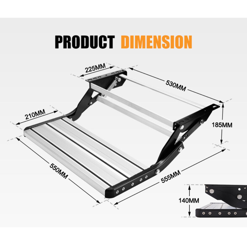 200KG Heavy Duty Caravan Step Folding Pull Out Portable RV Camper Trailer Tools - Image 2