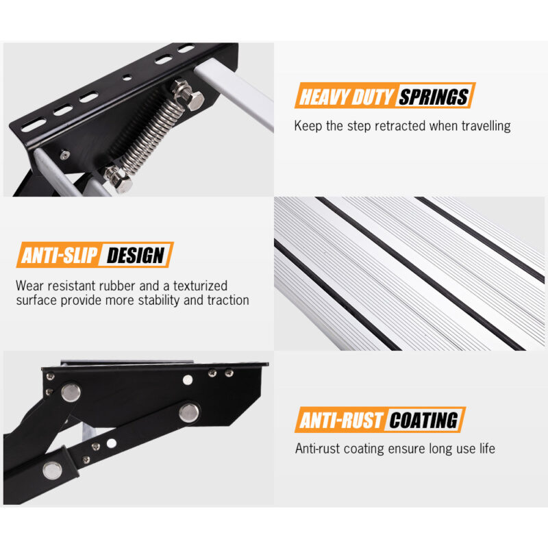 200KG Heavy Duty Caravan Step Folding Pull Out Portable RV Camper Trailer Tools - Image 3