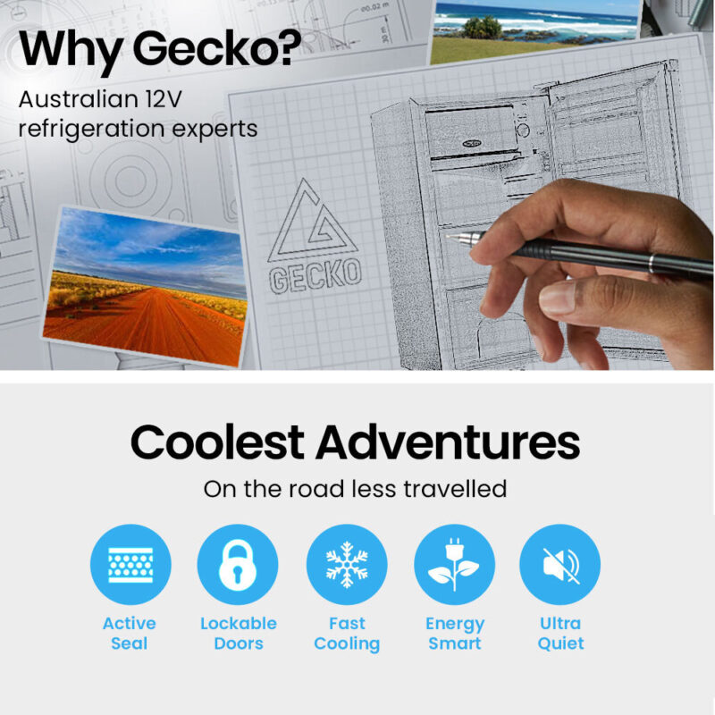GECKO 70L Portable Fridge Freezer for Car Camping Caravans Fridges Refrigerator Cooler 12V/24V/240V - Image 3