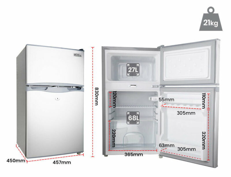 GECKO 95L Portable Fridge Freezer Camping Motorhome Caravan Upright Fridges 12V/24V/240V, Silver - Image 4