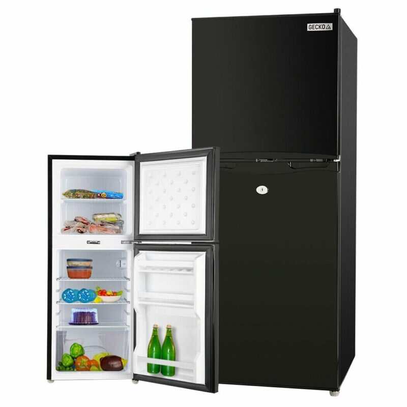GECKO 125L Portable Fridge Freezer Camping Motorhome Caravan Upright Fridges 12V/24V/240V, Black