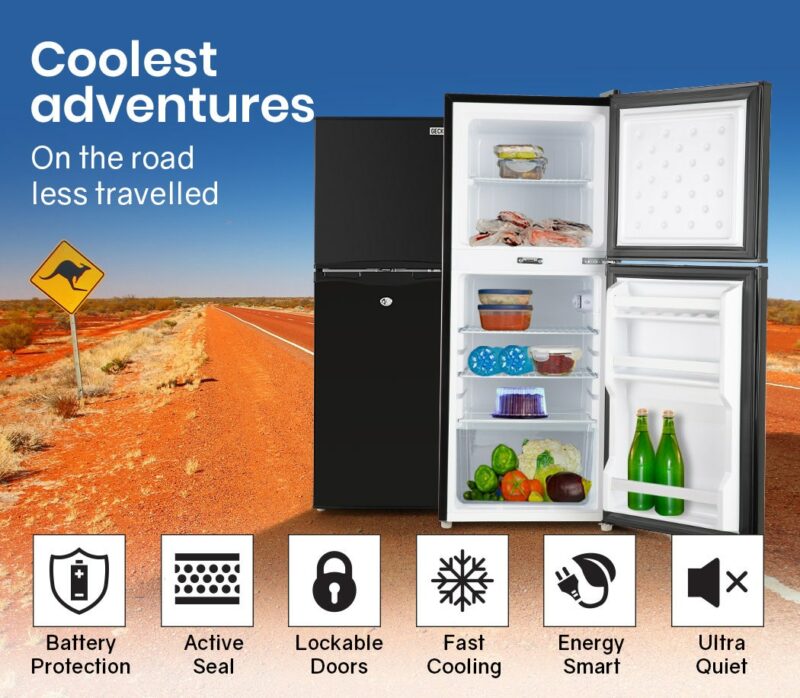 GECKO 125L Portable Fridge Freezer Camping Motorhome Caravan Upright Fridges 12V/24V/240V, Black - Image 5