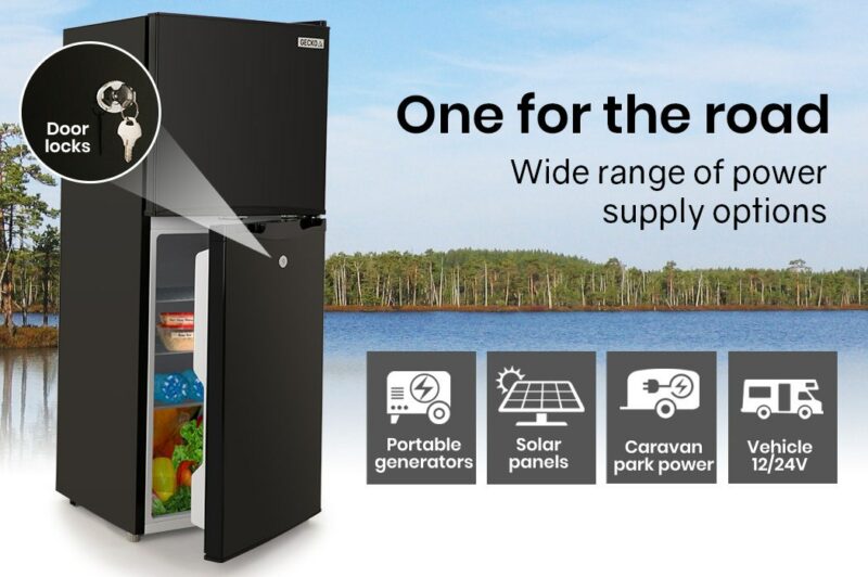 GECKO 125L Portable Fridge Freezer Camping Motorhome Caravan Upright Fridges 12V/24V/240V, Black - Image 11