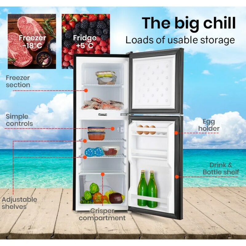 GECKO 125L Portable Fridge Freezer Camping Motorhome Caravan Upright Fridges 12V/24V/240V, Silver - Image 6