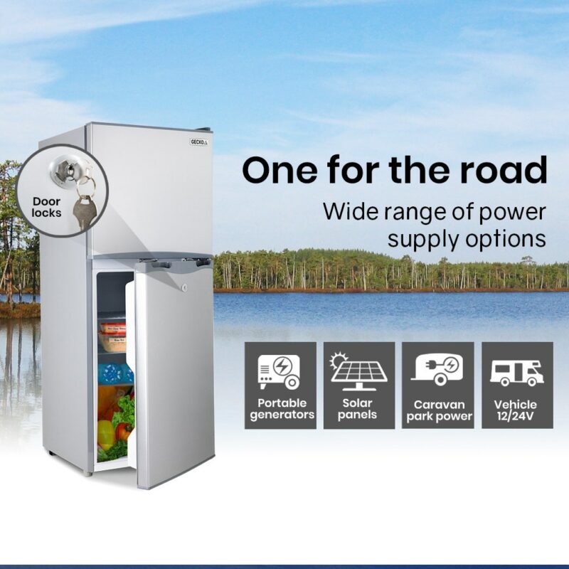 GECKO 125L Portable Fridge Freezer Camping Motorhome Caravan Upright Fridges 12V/24V/240V, Silver - Image 9