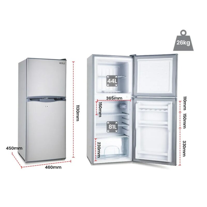 GECKO 125L Portable Fridge Freezer Camping Motorhome Caravan Upright Fridges 12V/24V/240V, Silver - Image 10