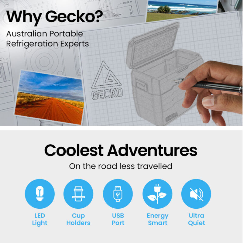 Gecko 50L Portable Fridge Freezer 12V/24V/240V for Camping, Car, Caravan, Boats - Image 2