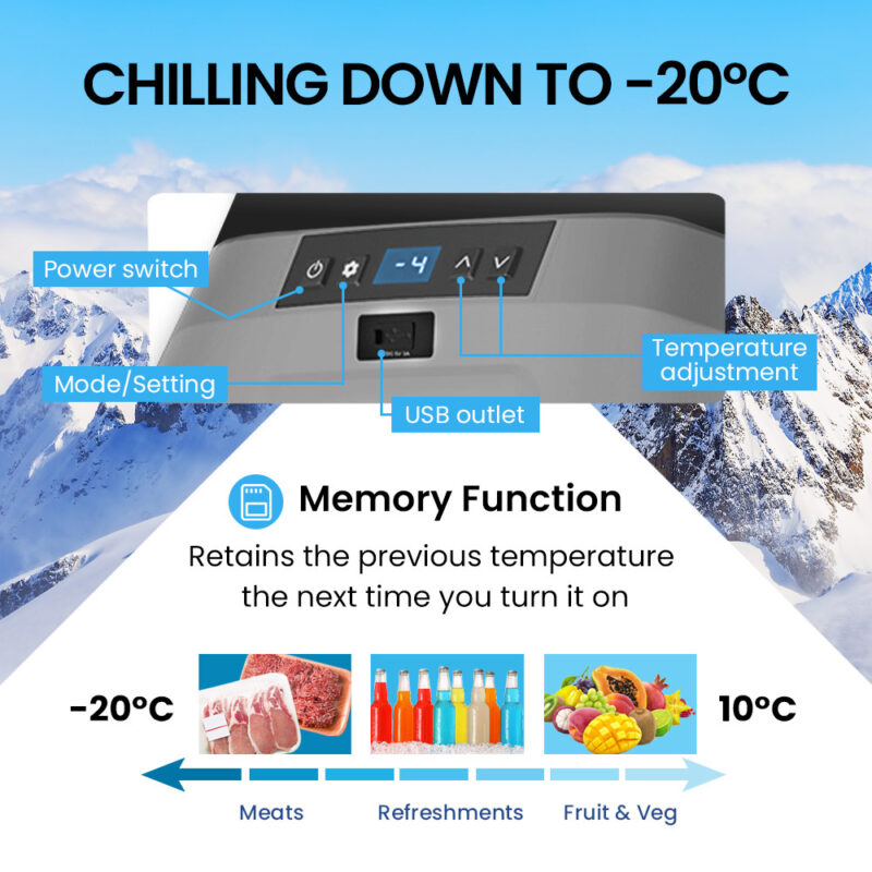 Gecko 50L Portable Fridge Freezer 12V/24V/240V for Camping, Car, Caravan, Boats - Image 4