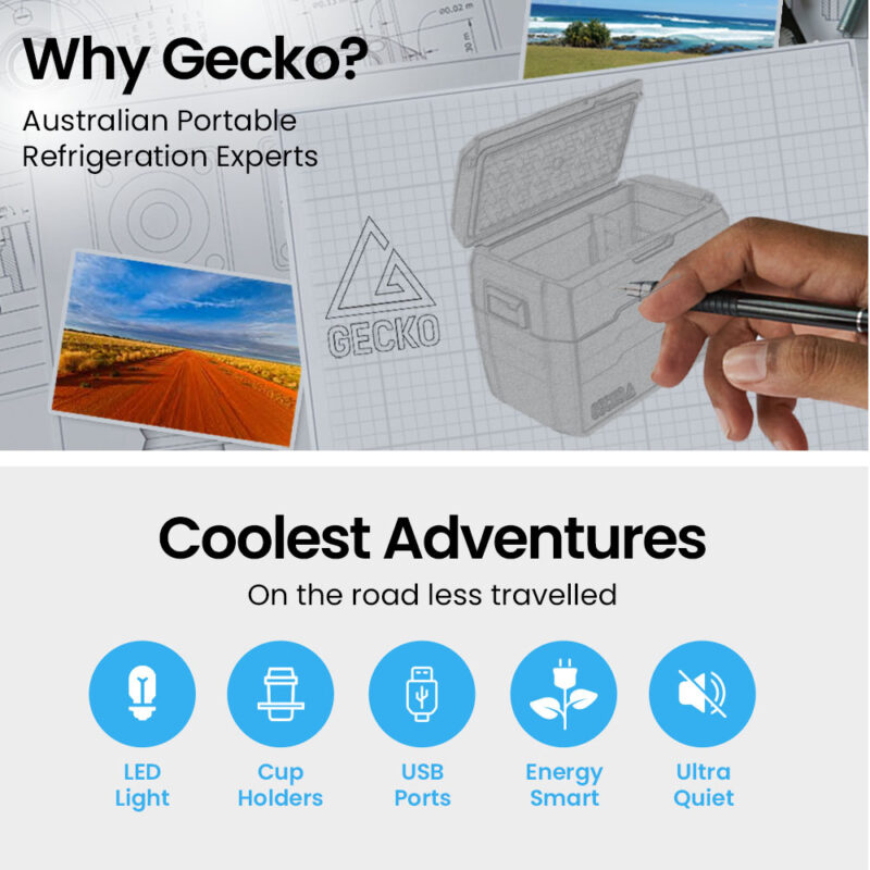 Gecko 55L Portable Fridge Freezer 12V/24V/240V for Camping, Car, Caravan, Boats - Image 2