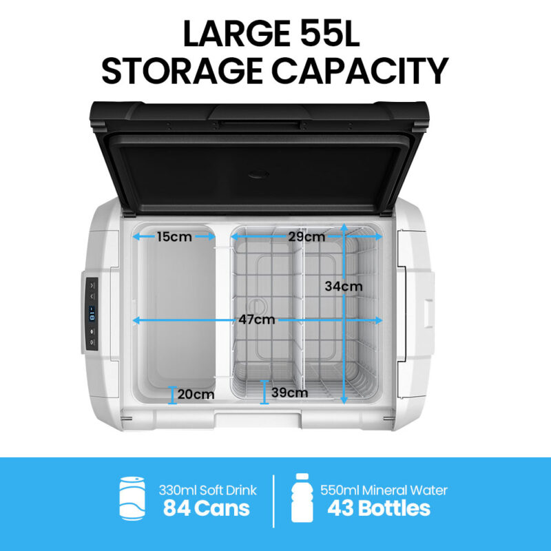 Gecko 55L Portable Fridge Freezer 12V/24V/240V for Camping, Car, Caravan, Boats - Image 5