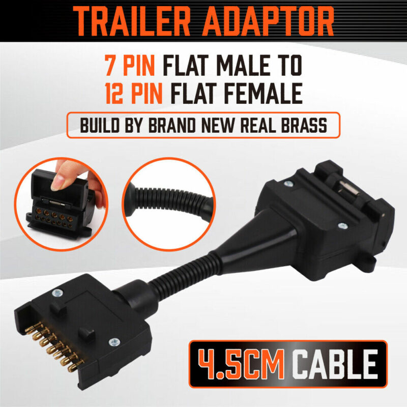 7 Pin Flat Plug to 12 Pin Flat Female Socket Adaptor Trailer Caravan Connector - Image 2