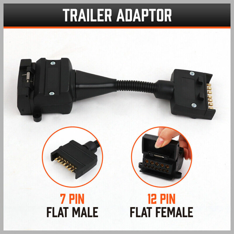 7 Pin Flat Plug to 12 Pin Flat Female Socket Adaptor Trailer Caravan Connector - Image 8