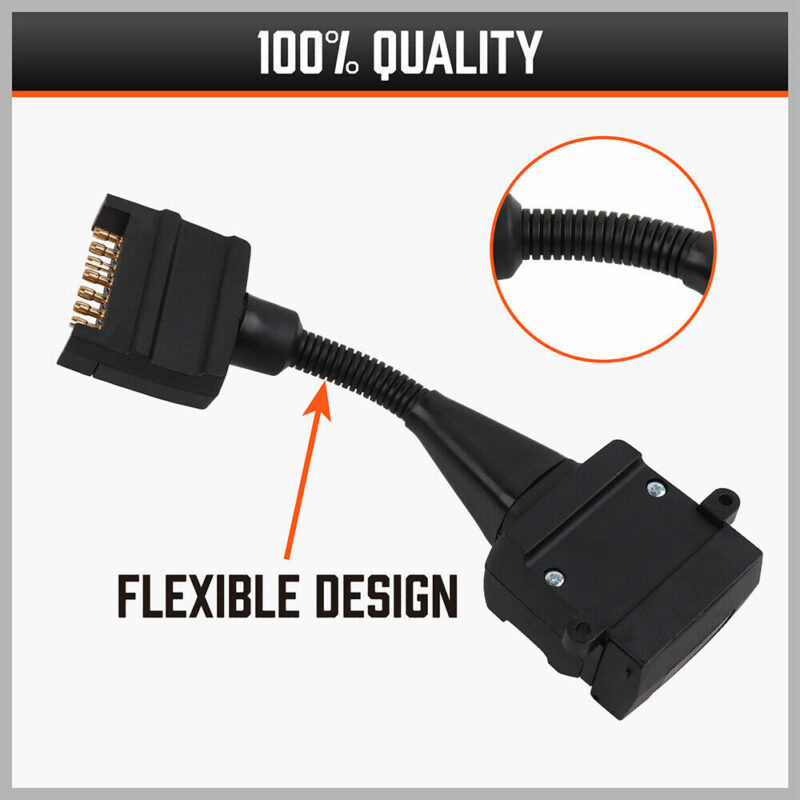 7 Pin Flat Plug to 12 Pin Flat Female Socket Adaptor Trailer Caravan Connector - Image 10