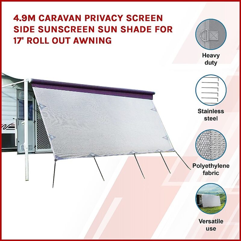 4.9m Caravan Privacy Screen Side Sunscreen Sun Shade for 17' Roll Out Awning - Image 3
