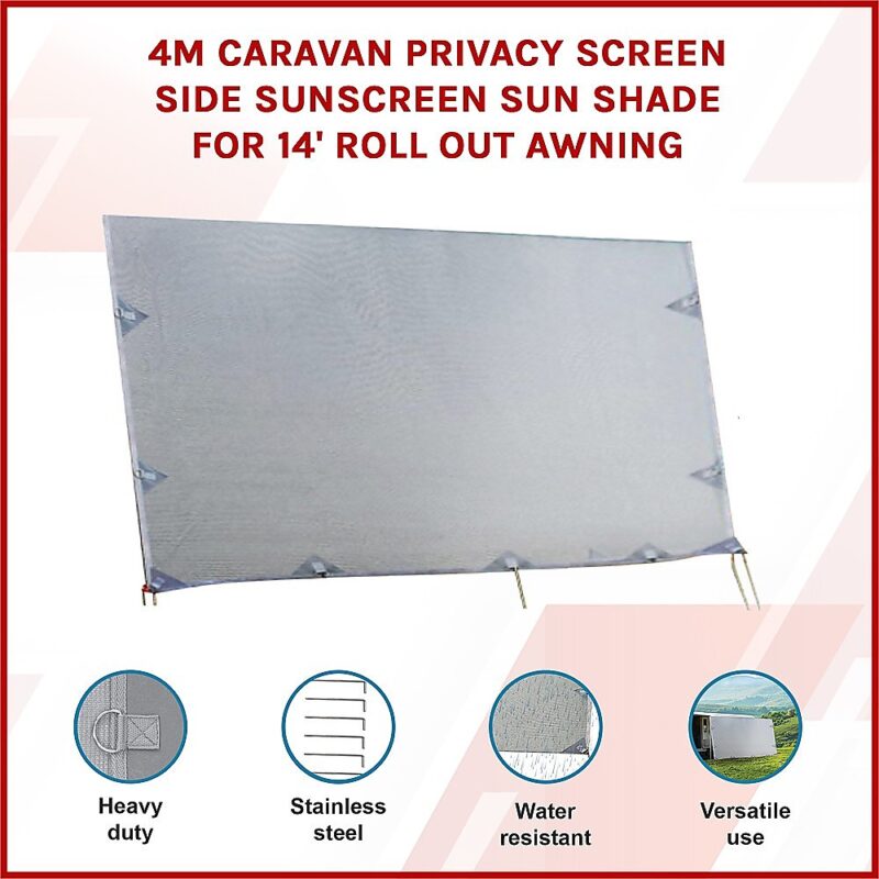 4m Caravan Privacy Screen Side Sunscreen Sun Shade for 14' Roll Out Awning - Image 3
