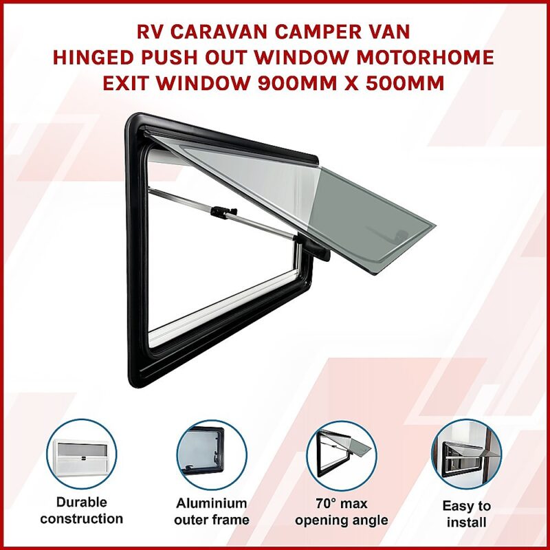RV Caravan Camper Van Hinged Push Out Window Motorhome Exit Window 900mm x 500mm - Image 3